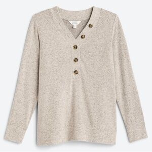 Market & Spruce Joey Henley Cozy Brushed Knit Top